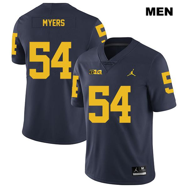 Men's NCAA Michigan Wolverines Carl Myers #54 Navy Jordan Brand Authentic Stitched Legend Football College Jersey QI25L62EV
